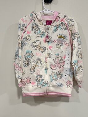 Disney Princess Cream, Pink & Blue Girls' Sketch Print Zip Hoodie